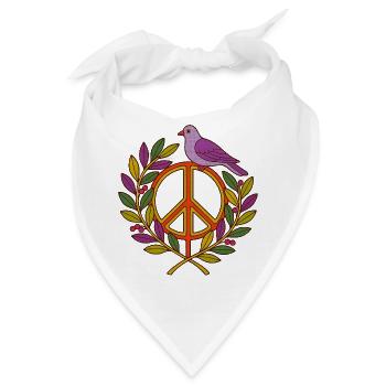 Lebendiger Friedensvogel Blumenkranz - Bandana - Weiß - Vorne