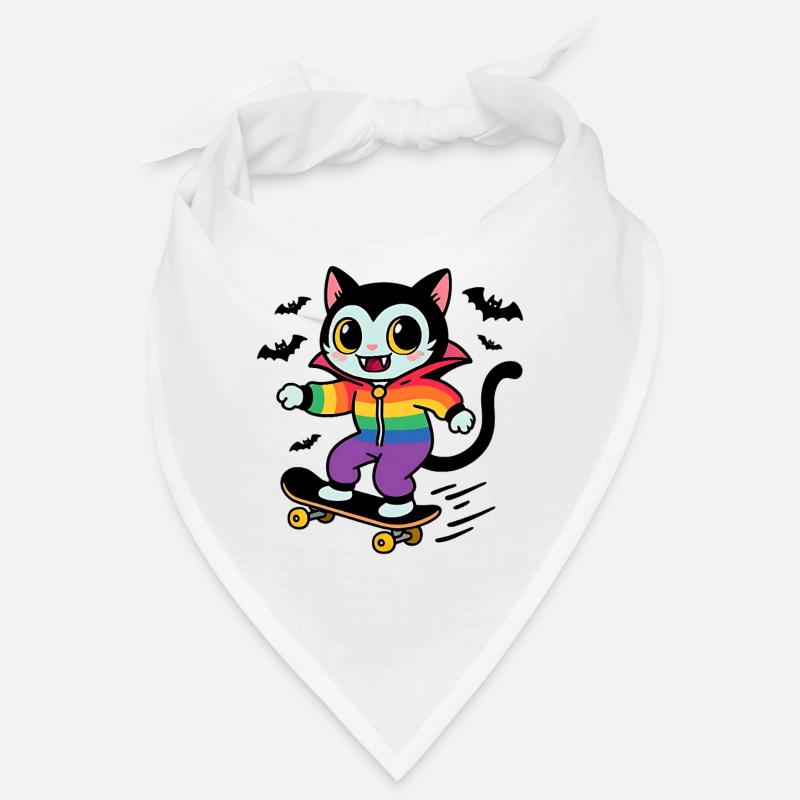 Rainbow Vampire Kat Skateboarding Bandana