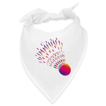 Bunter Federball – dynamisches Badminton Motiv - Bandana - Weiß - Vorne
