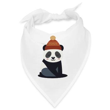 Niedlicher Panda mit Wintermütze – Wintermotiv - Bandana - Weiß - Vorne