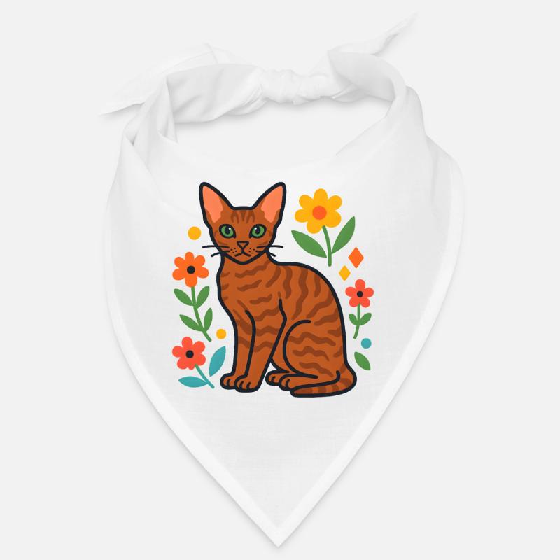 Devon Rex' Katze in der Blumenparade Bandana