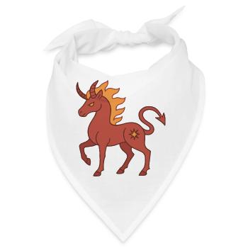 Feuriges Dämonen-Einhorn mit Hörnern und Flammen - Bandana - Weiß - Vorne