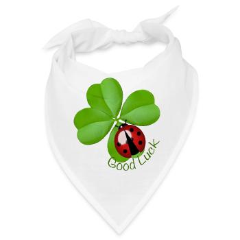 Good Luck Clover with Ladybug | Lucky Charm Art - Bandana - Weiß - Vorne
