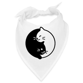 Yin und Yang katzen Duo - Bandana - Weiß - Vorne