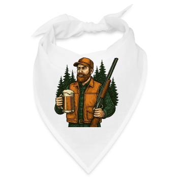 Waldjäger mit Bier und Gewehr - Bandana - Weiß - Vorne