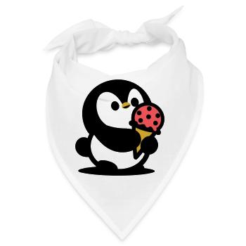 Kleiner Pinguin mit Eis - Bandana - Weiß - Vorne