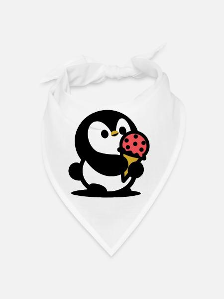 Kleiner Pinguin mit Eis - Bandana - Weiß - Vorne