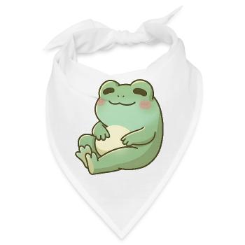 Kuschelfrosch im Sanften Grün - Bandana - Weiß - Vorne