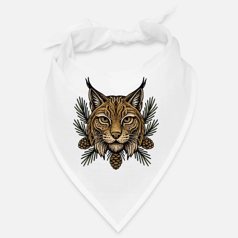 Luchs Kopf mit Tannenzweigen Bandana