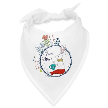 Osterhase mit Teetasse - Bandana - Weiß - Vorne