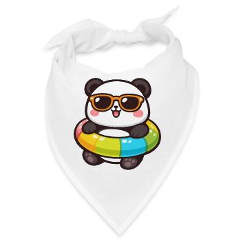 Panda im Sonnenbrillen-Schwimmring - Bandana - Weiß - Vorne