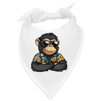 Affe Comic Urlaub - Bandana - Weiß - Vorne