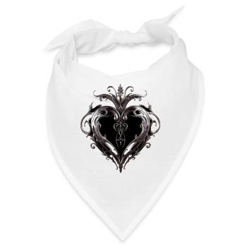 Metallheraldisches Herz - Bandana - Weiß - Vorne