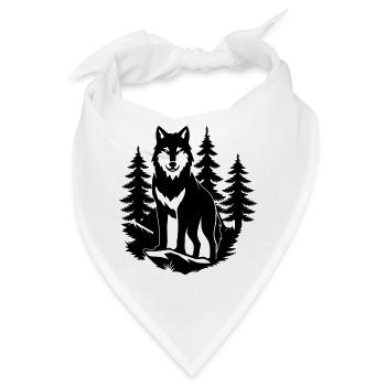 Wolfssilhouette im Wald - Bandana - Weiß - Vorne