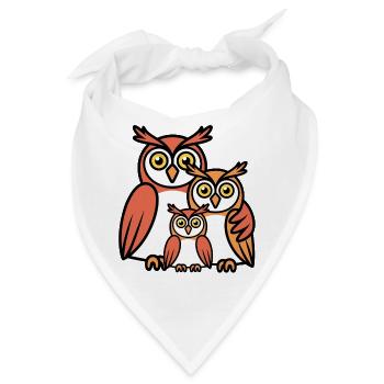 Eulen Cartoon - Bandana - Weiß - Vorne