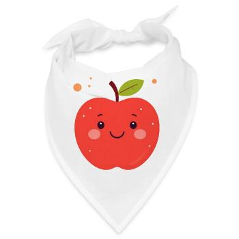 Lustiger roter Kawaii Apfel – Niedliche Frucht - Bandana - Weiß - Vorne