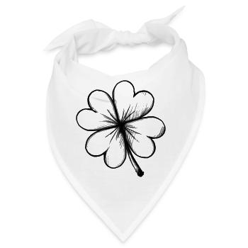 Kleeblatt Glück - Illustration - Bandana - Weiß - Vorne