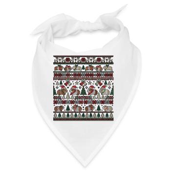 Meerschwein Weihnachts Strickdesign - Bandana - Weiß - Vorne