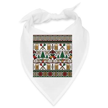 Weihnachts Bier Kneipe Strickdesign - Bandana - Weiß - Vorne