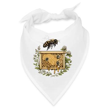 Honigwabenkranz mit Biene und Blüten - Bandana - Weiß - Vorne