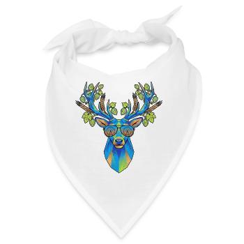Hirsch Mit Hopfen Poly Art - Bandana - Weiß - Vorne