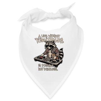 Waschbär Turntable Dj - Bandana - Weiß - Vorne