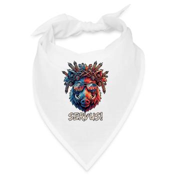 Poly Art Servus Bier Wildschwein - Bandana - Weiß - Vorne