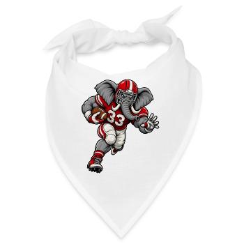 Elefant beim American Football - Bandana - Weiß - Vorne