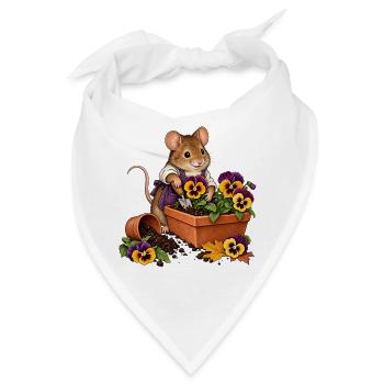Feldmaus pflanzt Stiefmütterchen - Bandana - Weiß - Vorne