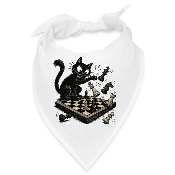  Katzen Schachspieler Schachspiel Schachbrett - Bandana - Weiß - Vorne