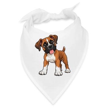 Boxer Kawaii Style – Süßer Hund - Bandana - Weiß - Vorne