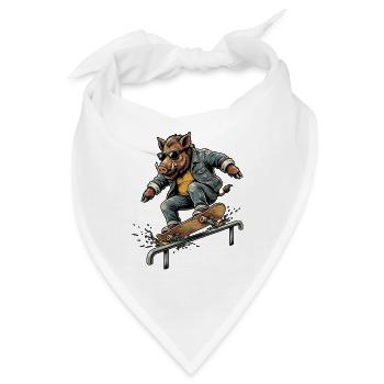 Skater Wildschwein - Bandana - Weiß - Vorne
