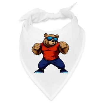 Bär Sport Tier - Bandana - Weiß - Vorne