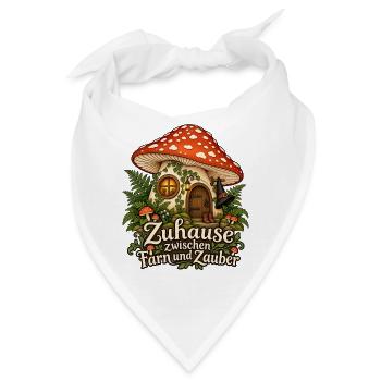 Hexen-Pilzhaus zwischen Farn und Zauber - Bandana - Weiß - Vorne