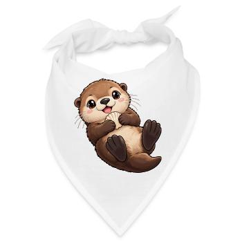 Seeotter Kawaii Style – Süßer Otter - Bandana - Weiß - Vorne