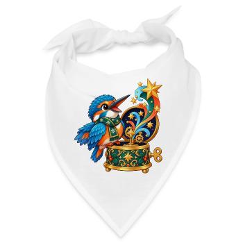 Eisvogel mit Kometen-Spieluhr - Bandana - Weiß - Vorne