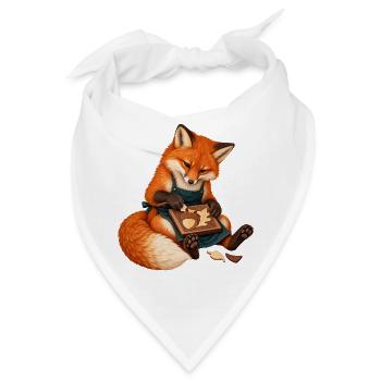 Fuchs legt eine Eichel-Intarsie - Bandana - Weiß - Vorne