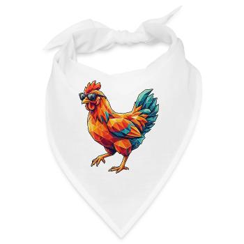 Poly Stil Cooles Huhn - Bandana - Weiß - Vorne