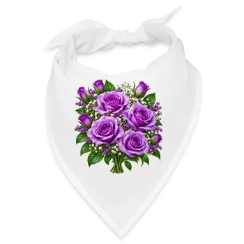 Lavendelrosen-Straußdruck - Bandana - Weiß - Vorne
