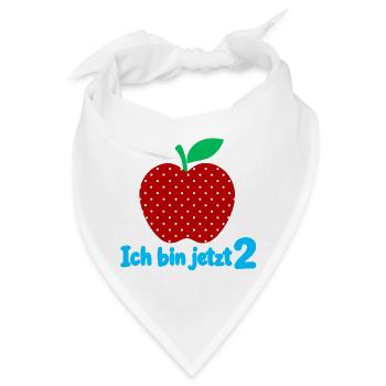 Ich bin jetzt 2 mit Apfelmotiv - Bandana - Weiß - Vorne