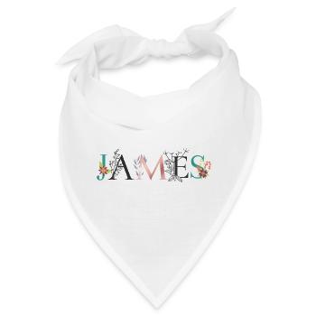 JAMES Namenskunst mit gestickten Blumen - Bandana - Weiß - Vorne