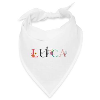 LUCA Namenskunst mit gestickten Blumen - Bandana - Weiß - Vorne