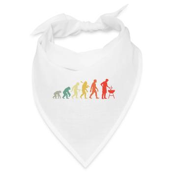 Retro Grillen Evolution für BBQ Grillteufel - Bandana - Weiß - Vorne