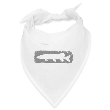 Hecht im Farbstrich - grau - Bandana - Weiß - Vorne
