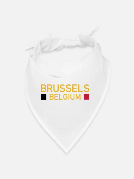 Brussels, Belgium (two squares) - Bandana - white - Front