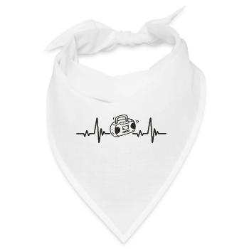 Boombox Radio Ghetto Blaster Musik Rhythmus Herz - Bandana - Weiß - Vorne