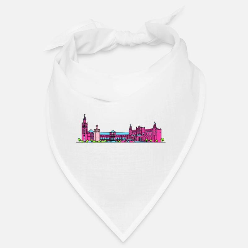 Sevillaer Stadtskyline Plaza de España Linienkunst Bandana