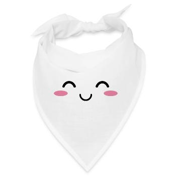 Glückliches Kawaiigesicht - Bandana - Weiß - Vorne