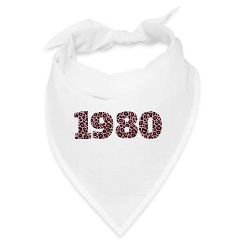 Rosa Leopardenmuster auf schwarzem Hintergrund - 1980 - Bandana - Weiß - Vorne