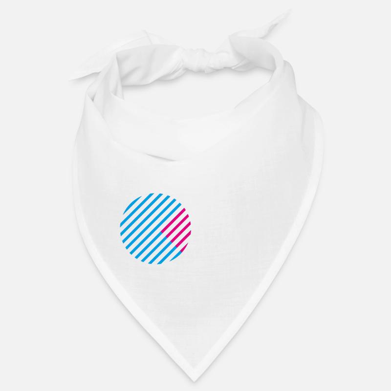 Line pattern / circle, square / blue, white, pink - Bandana - white